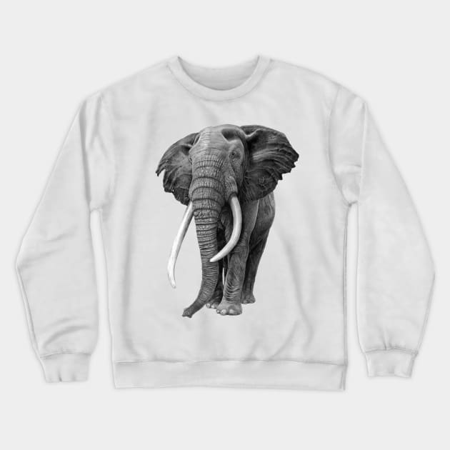 Bull elephant - Drawing in pencil Crewneck Sweatshirt by seanfleming